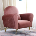 Hot sale nordic living room pink velvet sofa chair with stuffing upholstery for wedding using